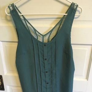 Teal, “Lush”, back detailed tank top.